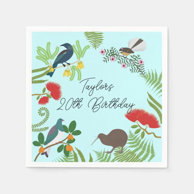 Neuseeland Bird Birthday Serviette (Vorderseite)