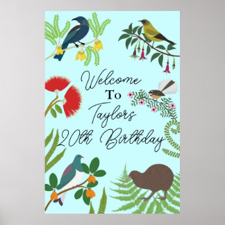 Neuseeland Bird Birthday Willkommen Poster