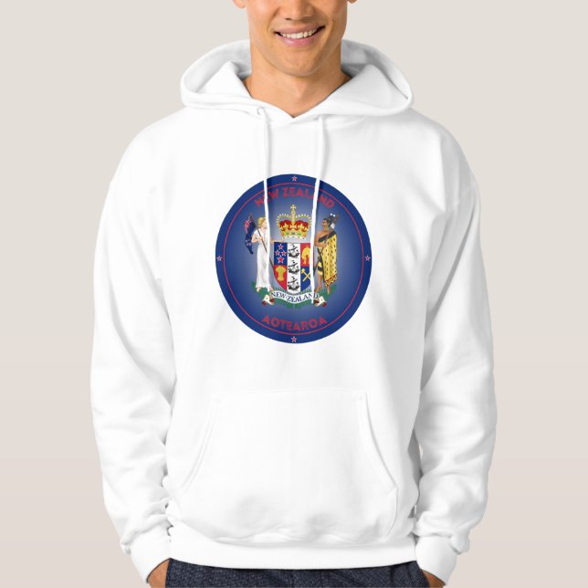 Neuseeland Coat of Arms Circle Shape Hoodie (Vorderseite)