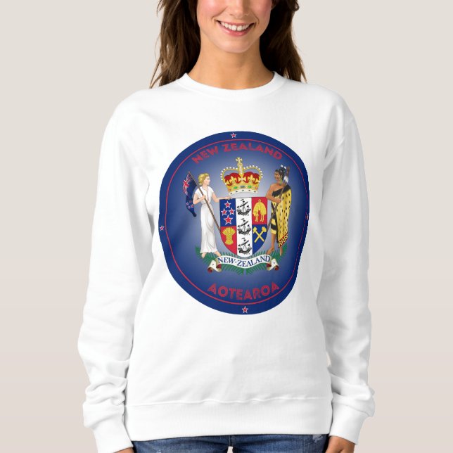 Neuseeland Coat of Arms Circle Shape Sweatshirt (Vorderseite)