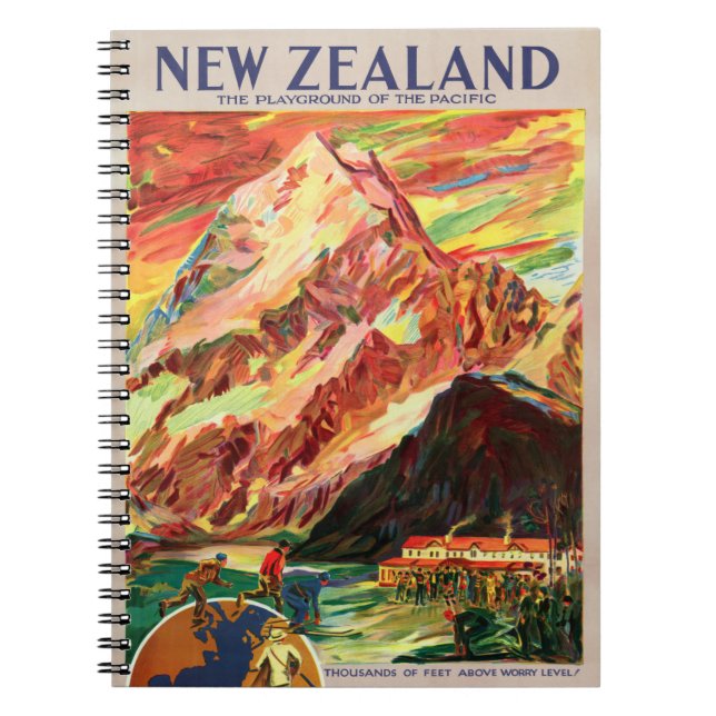 Neuseeland - Cook Vintage Travel Poster Notizblock (Vorderseite)