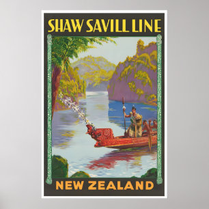 Neuseeland Druck Vintage Kunst Reiseposter Retro Poster