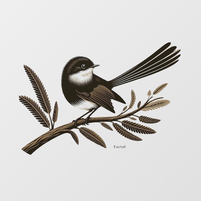 Neuseeland Fantail Window Cling Decal Fensteraufkleber (Blatt)