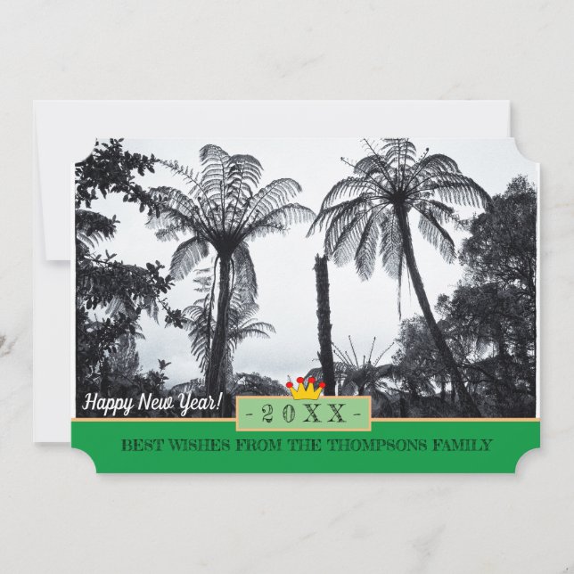 Neuseeland Fern & Happy New Year! Karte /20XX (Vorderseite)