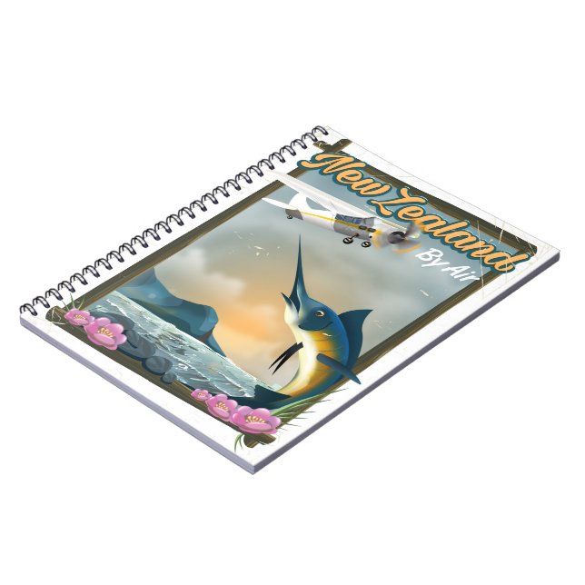 Neuseeland Fischen Reiseplakat Notizblock (Linke Seite)