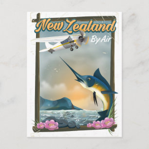 Neuseeland Fischen Reiseplakat Postkarte