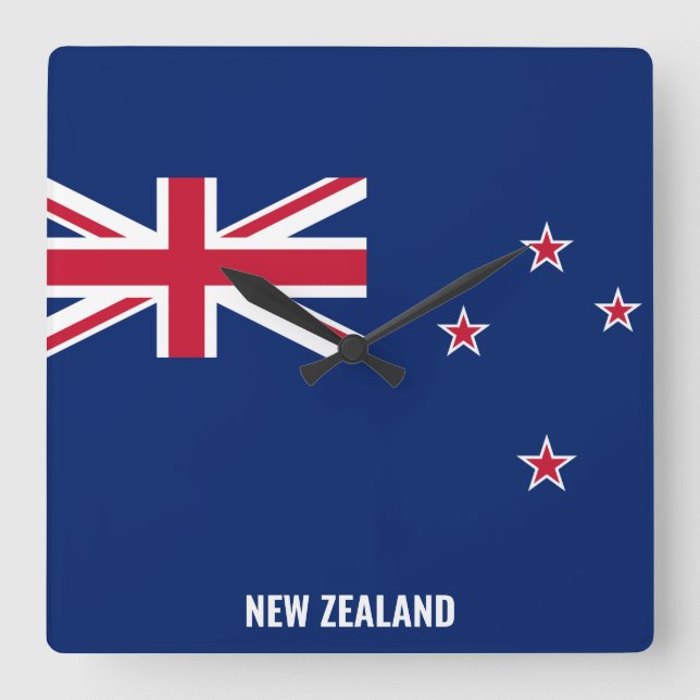 Neuseeland Flag Dazzzling Patriotic Quadratische Wanduhr (Vorderseite)