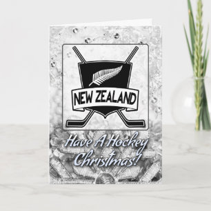 Neuseeland Flag Ice Hockey Weihnachtskarte Feiertagskarte