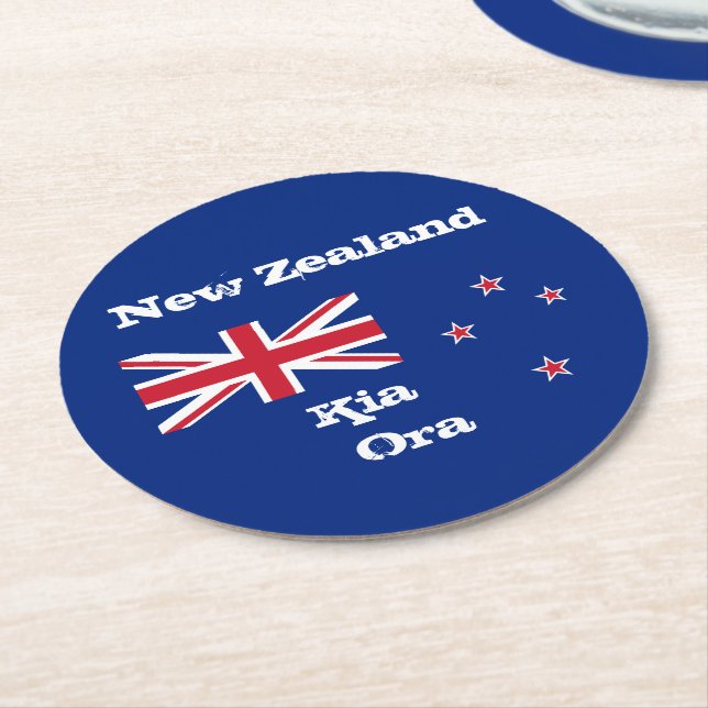 Neuseeland Flag & Kia Ora Untersetzer / Neuseeland (Angewinkelt)