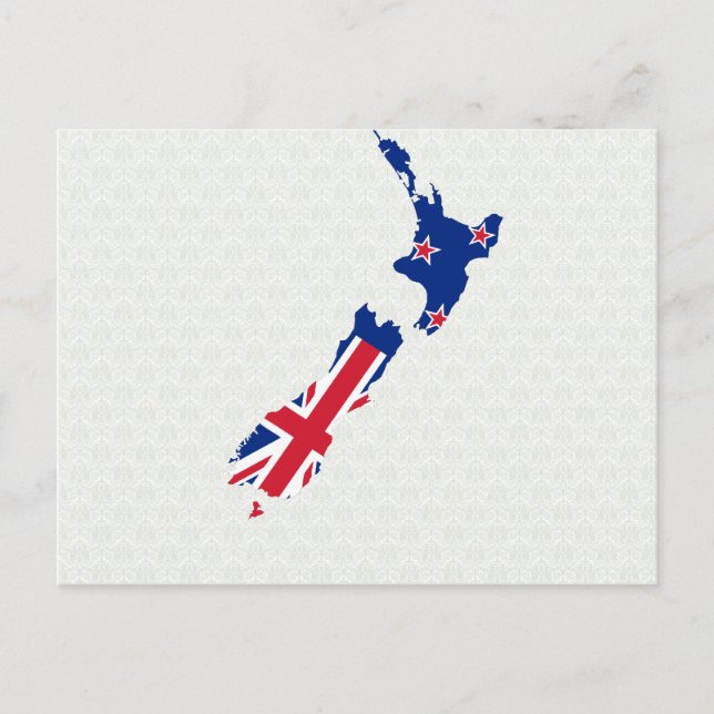 Neuseeland Flag Map in voller Größe Postkarte (Vorderseite)