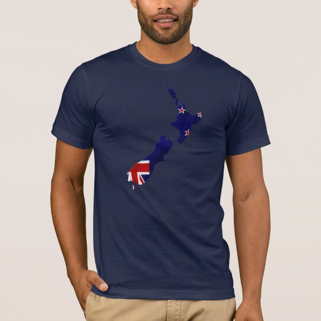 Neuseeland Flag Map T - Shirts (Vorderseite)