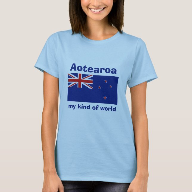 Neuseeland-Flagge + Karte + Text-T - Shirt (Vorderseite)
