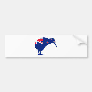 Neuseeland-Flagge mit Kiwi-Silhouette Autoaufkleber