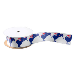 Neuseeland-Flagge mit Kiwi-Silhouette Satinband