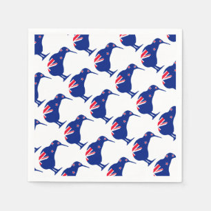 Neuseeland-Flagge mit Kiwi-Silhouette Serviette