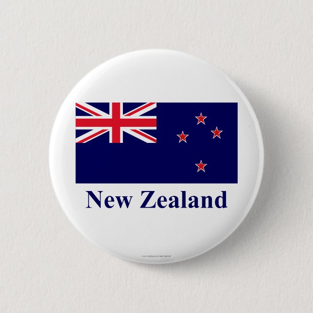 Neuseeland-Flagge mit Namen Button (Vorderseite)