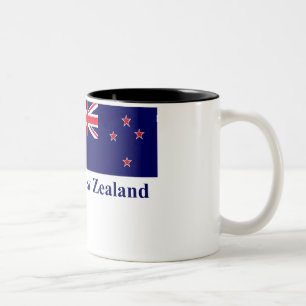 Neuseeland-Flagge mit Namen Zweifarbige Tasse