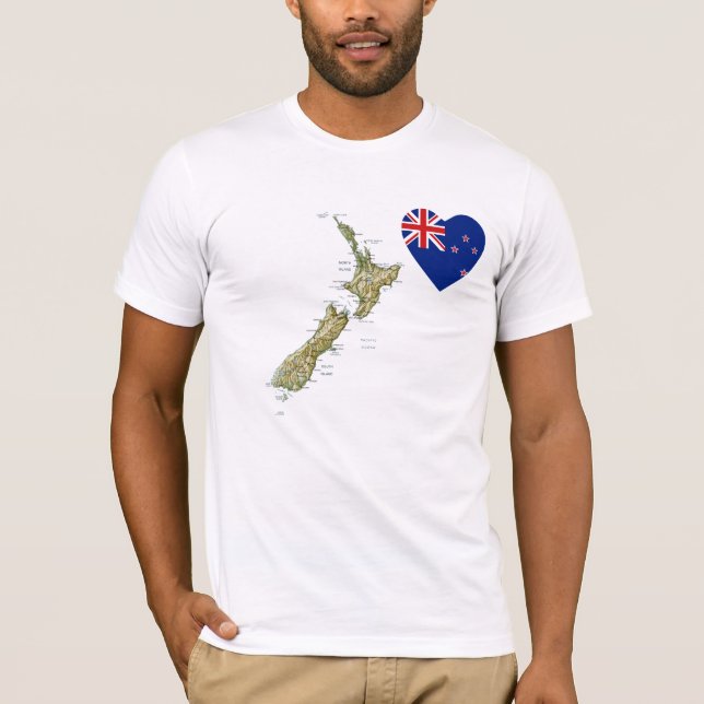 Neuseeland-Flaggen-Herz und Karten-T - Shirt (Vorderseite)