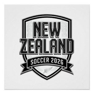Neuseeland Fußball 2026 Fußball Bold Land Typogr Poster
