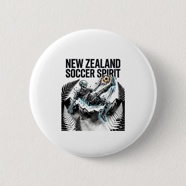 Neuseeland Fußball Geist Skelett Stürmer Nationen Button (Vorderseite)