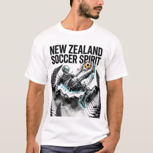 Neuseeland Fußball Geist Skelett Stürmer Nationen T-Shirt