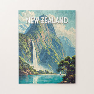 Neuseeland Illustration Reise Kunst Vintage Puzzle