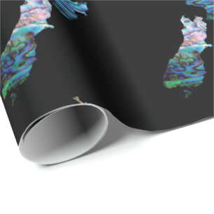 NEUSEELAND-KARTE EINFACHE PAUA-WRAP-PAPER GESCHENKPAPIER