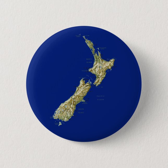 Neuseeland-Karten-Knopf Button (Vorderseite)
