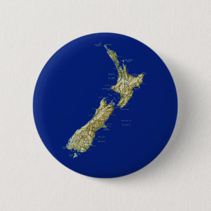 Neuseeland-Karten-Knopf Button