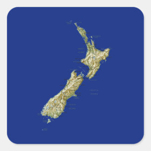 Neuseeland-Kartenaufkleber Quadratischer Aufkleber