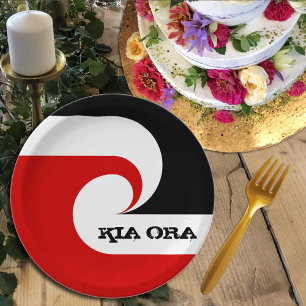 Neuseeland, Kia Ora & Maori Flag / Sport, Rugby Pappteller