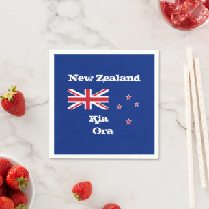 Neuseeland, Kia Ora und Neuseeland Flag / Party Serviette