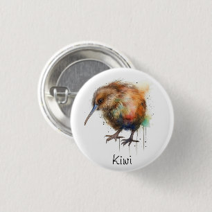 Neuseeland Kiwi Aquarell Button