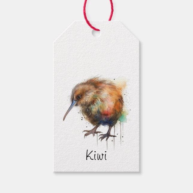 Neuseeland Kiwi Aquarellzeichen Geschenkanhänger (Vorderseite)