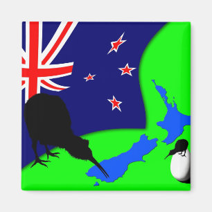 Neuseeland, Kiwi Bird, Flagge (Kühlschrankmagnet) Magnet