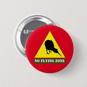 Neuseeland, Kiwi Bird & No Flying Zone /Aotearoa Button