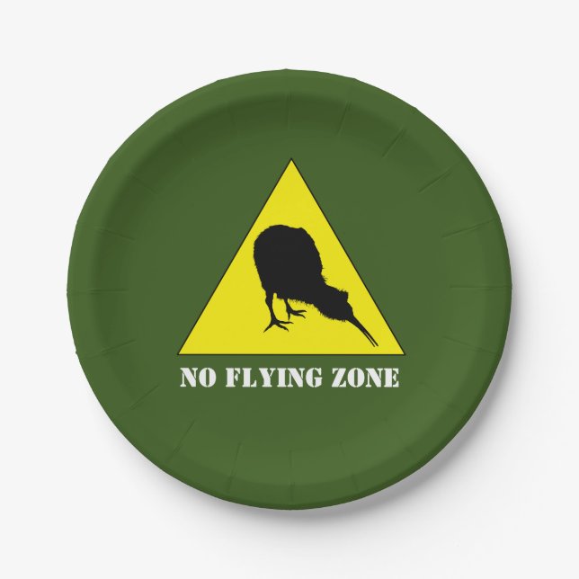 Neuseeland, Kiwi Bird & No Flying Zone /Aotearoa Pappteller (Vorderseite)