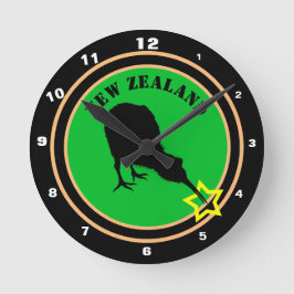 Neuseeland & Kiwi Bird - Royal Kiwi design /star Runde Wanduhr