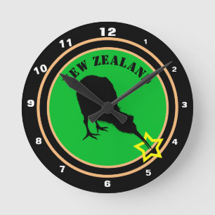 Neuseeland & Kiwi Bird - Royal Kiwi design /star Runde Wanduhr
