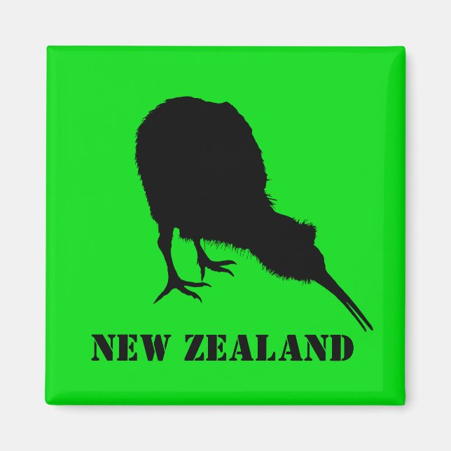 Neuseeland & Kiwi Bird Sillhouette / Aotearoa Magnet (Vorne)