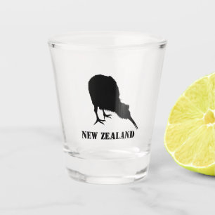 Neuseeland & Kiwi Bird Sillhouette / Aotearoa NZ Schnapsglas