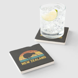 Neuseeland Kiwi Retro Steinuntersetzer