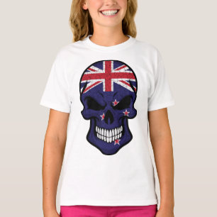 Neuseeland lächelnde Schädelflagge T-Shirt