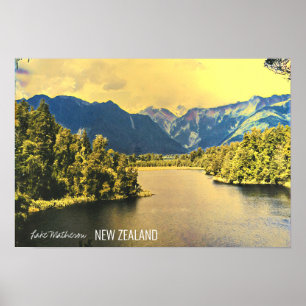 Neuseeland Lake Matheson South Island Poster