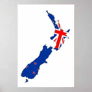 Neuseeland-Landesflaggekarten-Formsymbol Poster