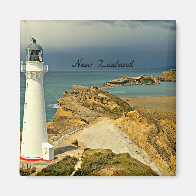 Neuseeland Landschaft mit Leuchtturm Magnet (Vorne)