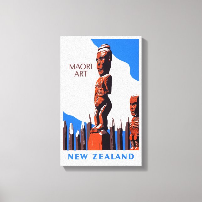 Neuseeland Maori Art Vintage Poster wiederhergeste Leinwanddruck (Vorderseite)