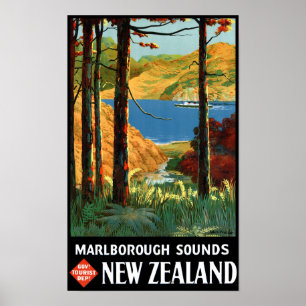 Neuseeland Marlborough klingt Vintages Plakat