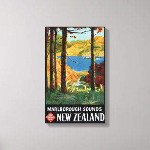 Neuseeland Marlborough klingt Vintages Plakat Leinwanddruck