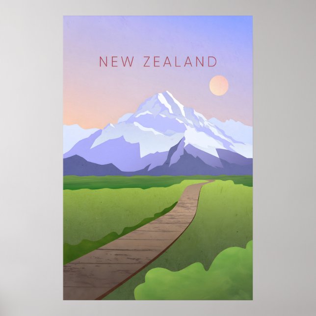 Neuseeland Minimal Reiseplakat Poster (Vorne)